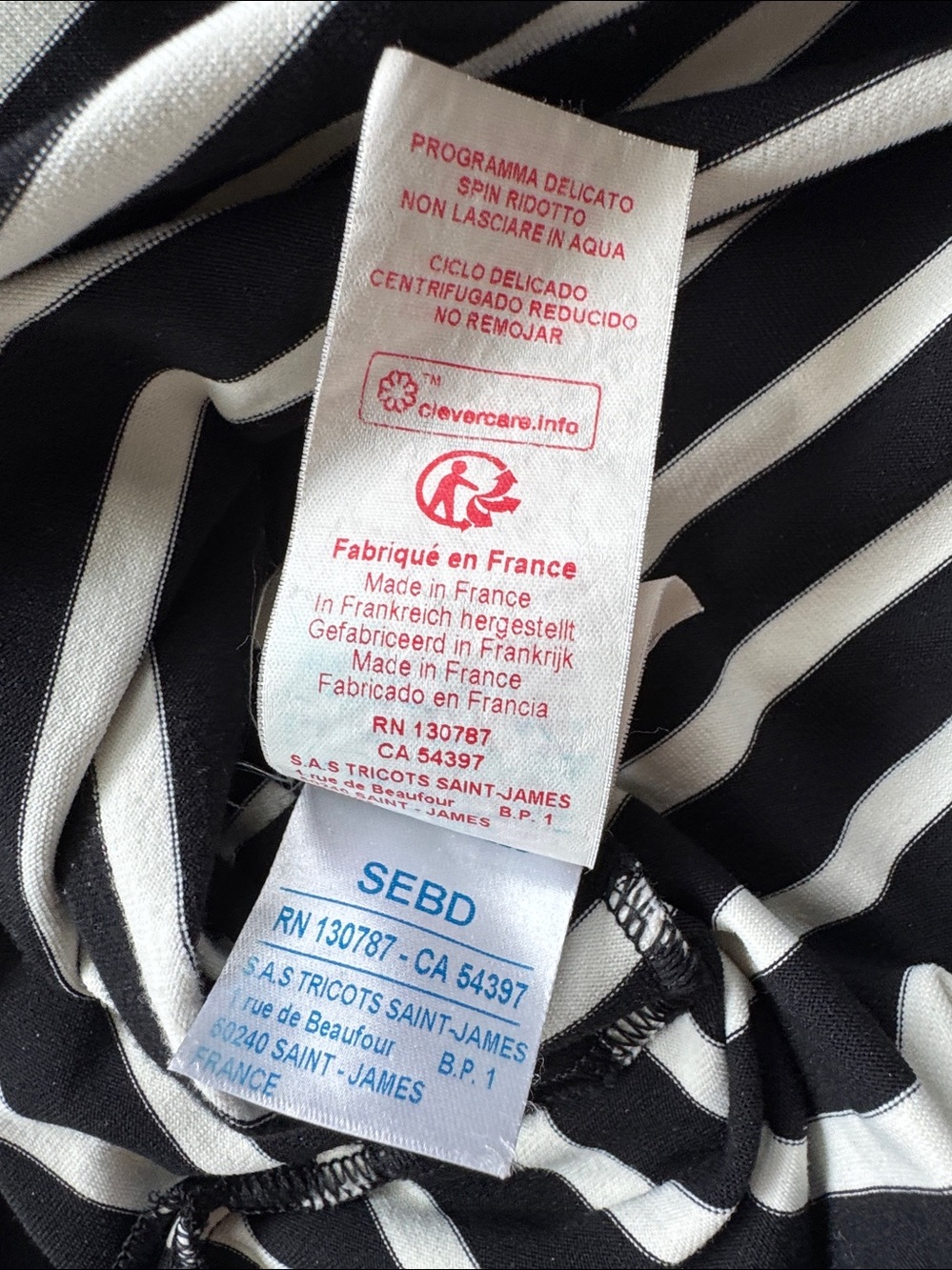 Saint James Black and White Breton Stripe Tee size 8 - Picture 10 of 10